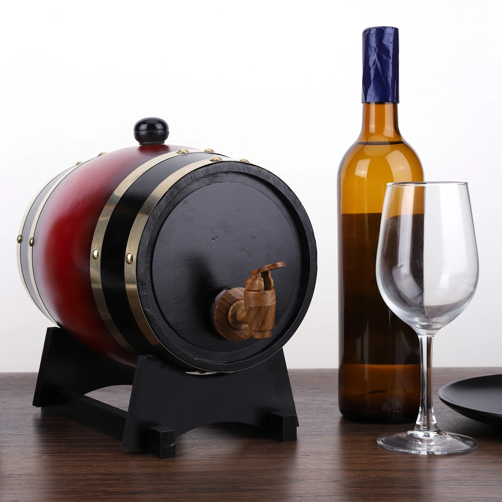 

3L Wine Barrel With Faucet For Beer Whiskey Cocktail Vintage Wood Barrels Timber Barrel For Bar Home Rum Port Bourbon Storage