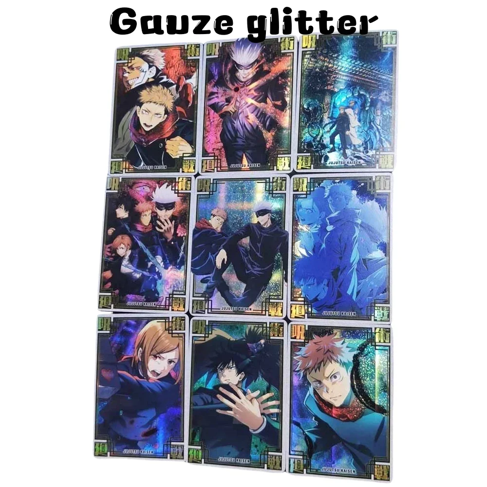 

DIY Jujutsu Kaisen Satoru Gojo Original Serie Gauze Glitter 9pcs Anime Peripheral Game Collection Card Holiday Gift for Children