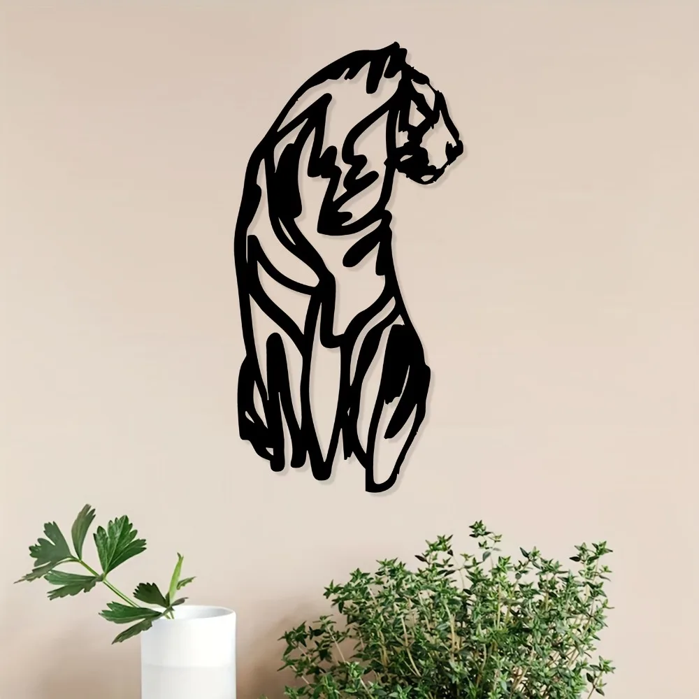CIFBUY Metal Wall Art Tiger Iron Hanging Decor 2D Sculpture Wildlife For Home Garden Indoor Outdoor Fence Rustic Accent