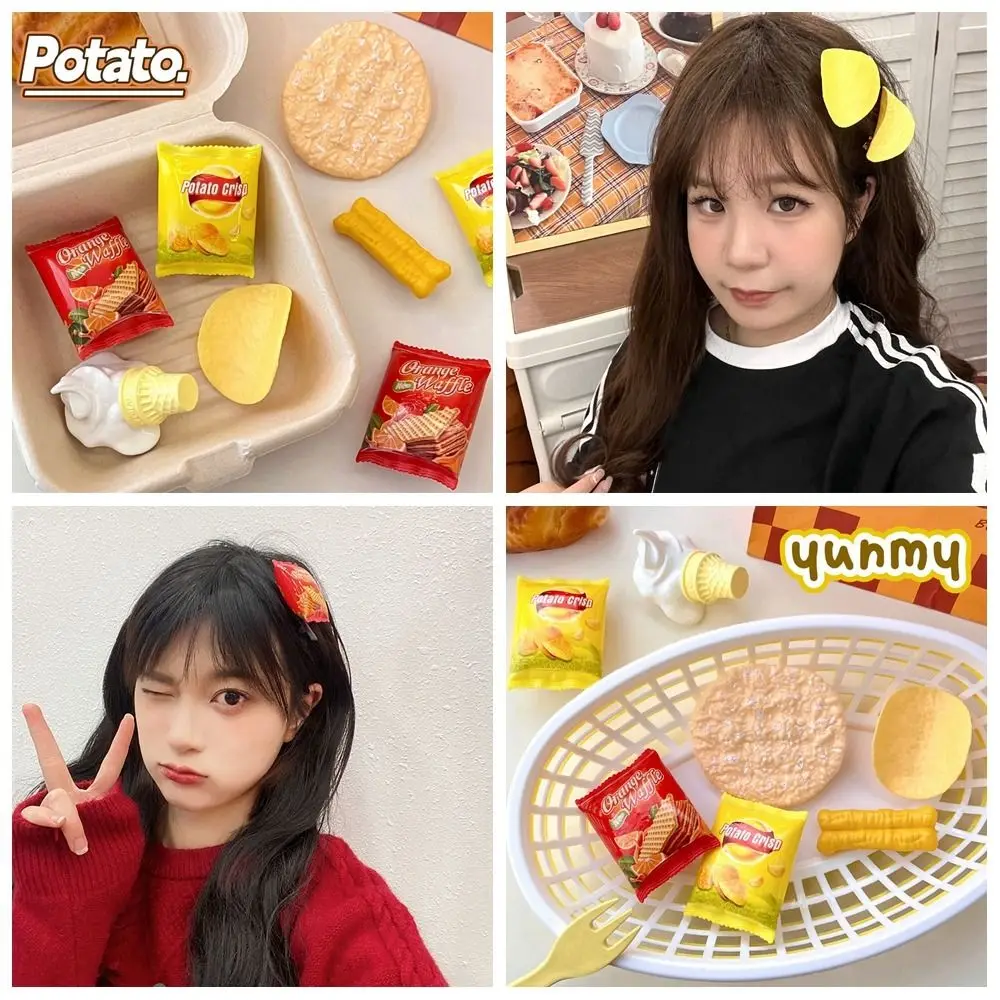 Potato Chip Simulation Food Hairpin Lovely Fake Food Ice Cream Cute Hair Clip Child Duckbill Clip Photo Props Daily