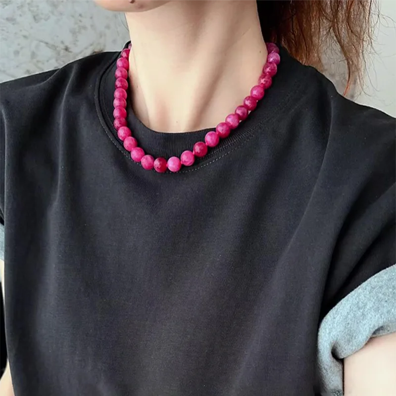 musesearts-vintage-ruby-beaded-necklace-women's-elegant-simple-lockbone-chain-jewelry-fashionable-silver-accessory