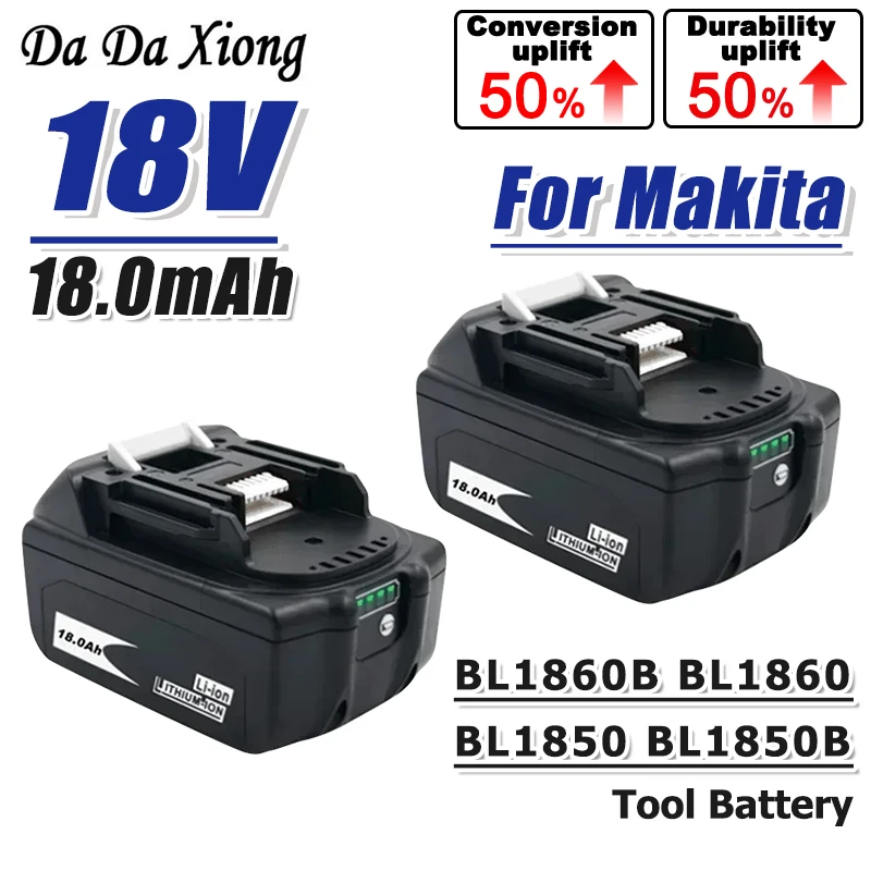 2026 New For Makita 18V 18000mAh  Rechargeable Power Tools Battery With LED Li-Ion Replacement LXT BL1860B BL1860 BL1850 BL1850B