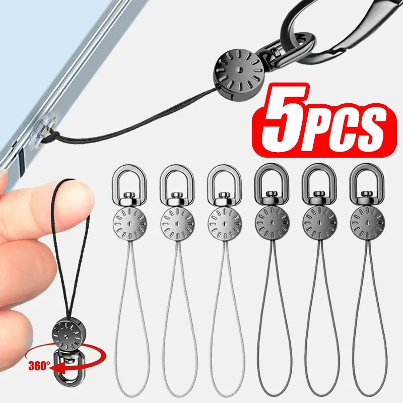 5-1PCS Hand Wrist Lanyard Strap String Anti-lost Short Ropes Hanging Cord Metal 360 Degree Rotatable DIY Hang Rope for Phone