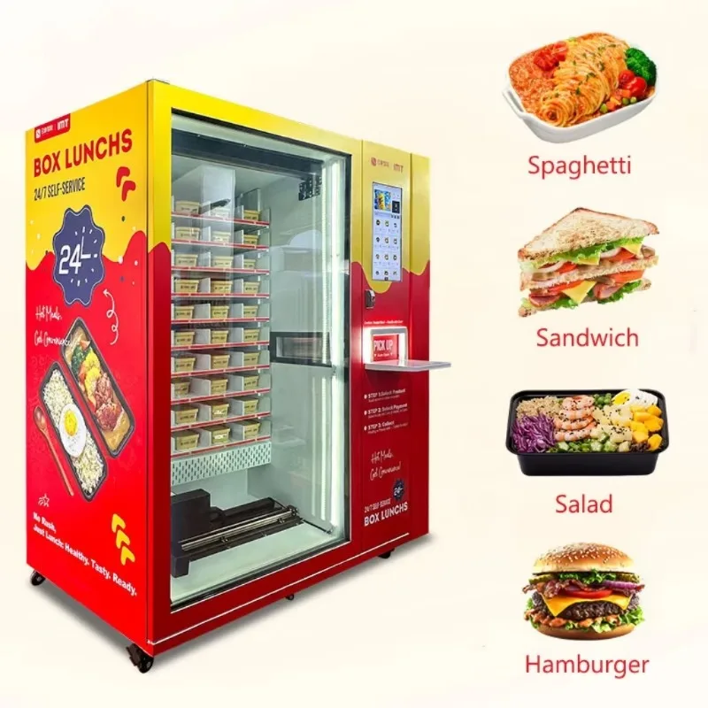 Smart Fast Food Vending Machine Microwave Heating Bento Lunch Box Sandwich Hot Food Self Service Vending Equipment