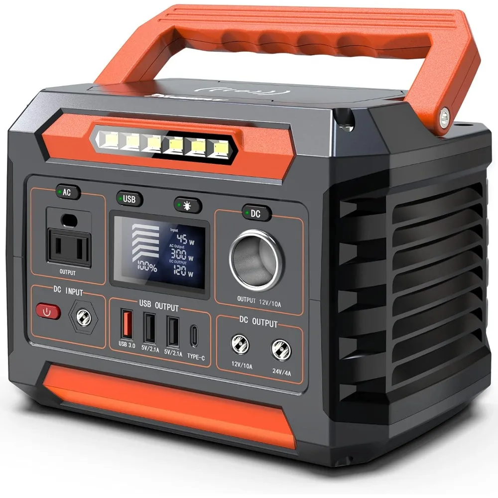 

Portable 300W Power Station, 299Wh/80818mAh Solar-Powered Generator, DC Output Backup Battery with Pass-Through Charging