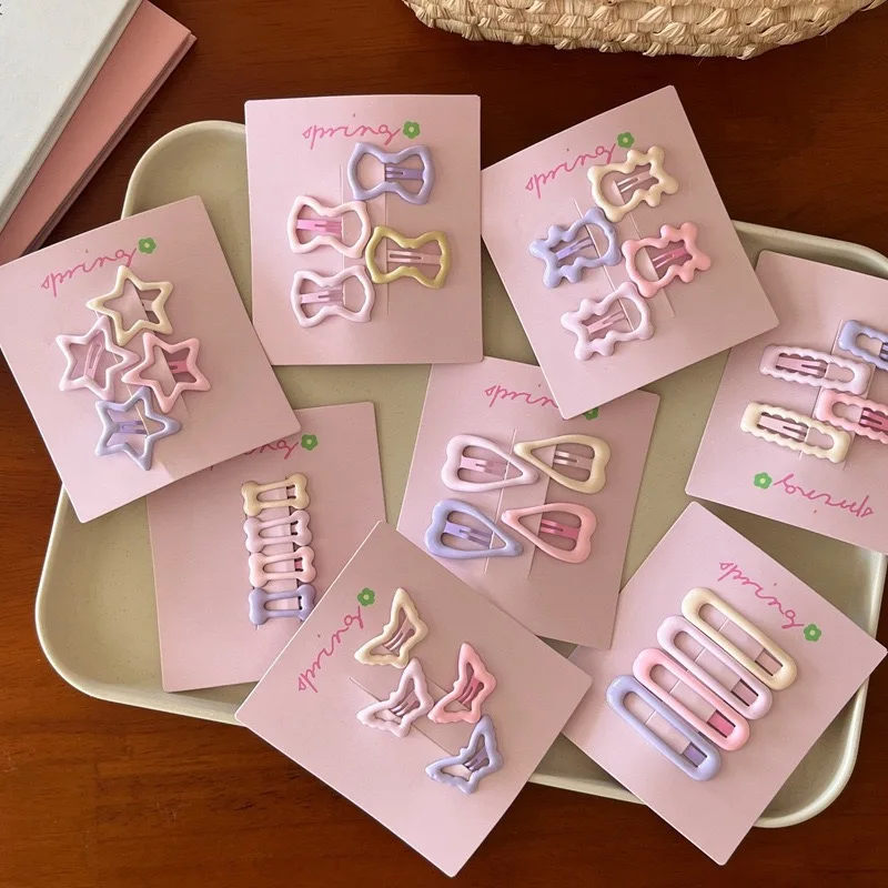 

4pcs/set Cute Colorful Geometric Fashion Hair Clips Girls Hair Decoration Hairpins Barrettes Children Lovely Hair Accessories