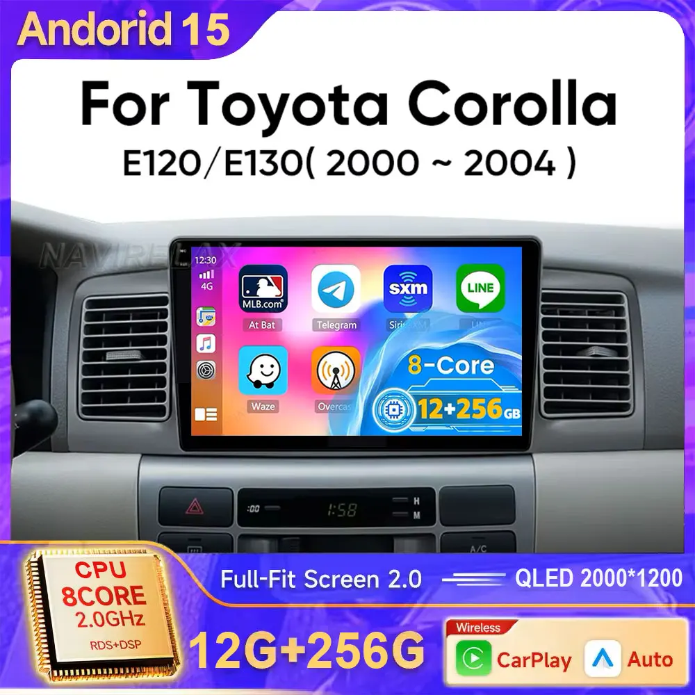 

9-дюймовый автомобильный радиоприемник Android 15 для Toyota Corolla E120 EX 2000 2001 2002 2003 2004 2Din мультимедийный видеоплеер GPS Navi головное устройство