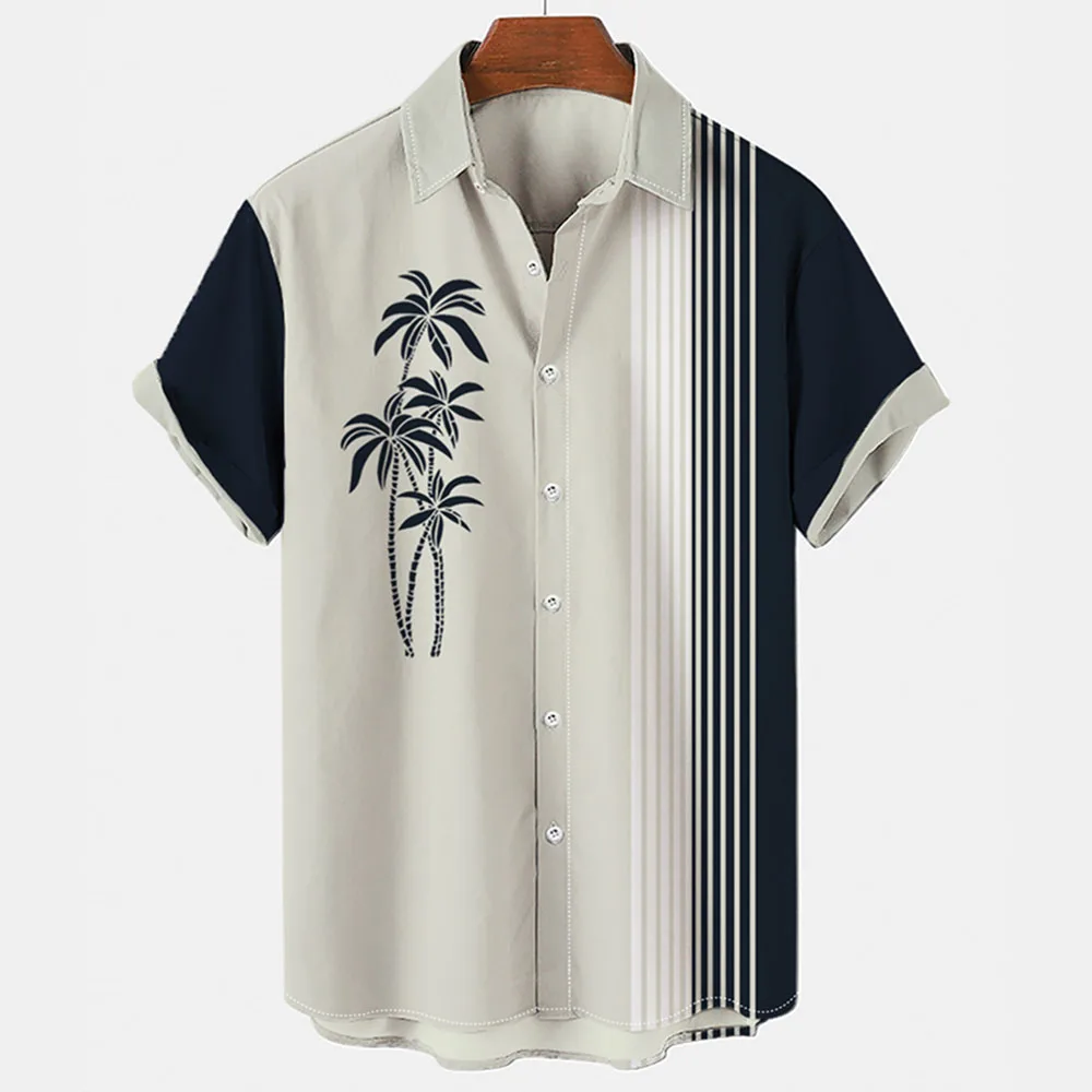 

Men's Hawaiian Shirt Lapel Fashion Short-sleeved Loose Breathable Top Summer Coconut Retro Shirt For Men 3d Casual Beach Shirts