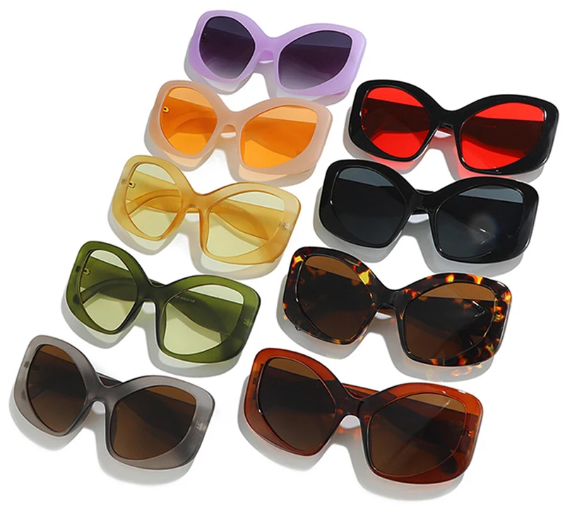 Shabuna Mode übergroße Cat Eye Frauen Sonnenbrille Sonnenbrillen UV400 Retro Männer matte Bonbon Farbe Sonnenbrille – Detail 4