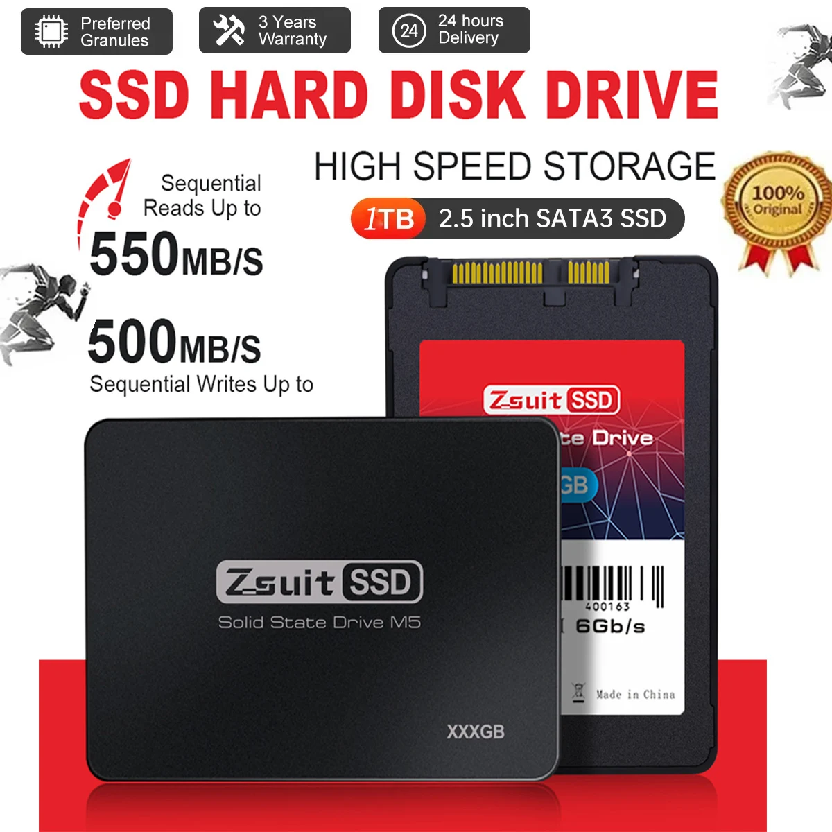 Zsuit 5Pcs SSD 256GB Drive HDD 2.5 Sata Hard Disk  Internal For Notebook Computer HD Ssd Sata High Speed Read Solid State Drives