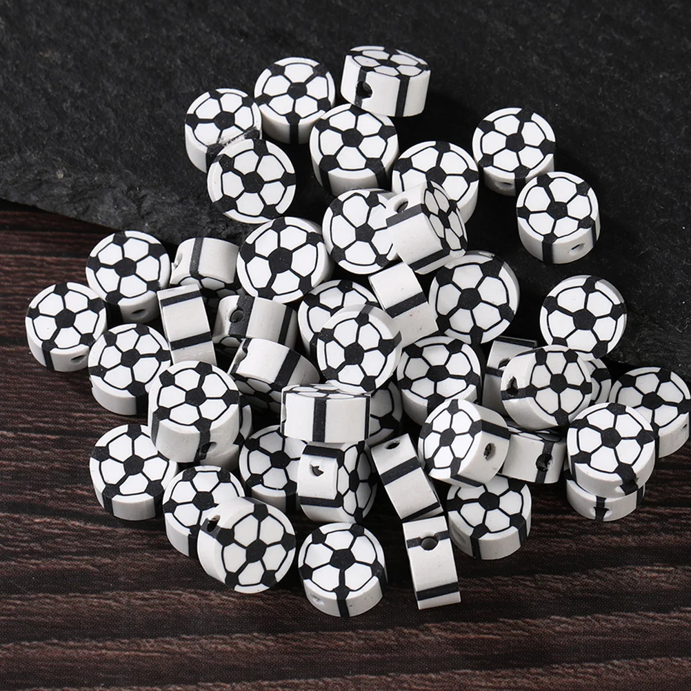 100 قطعة بوليمر كلاي كرة القدم خزر عازل الرياضة DIY بها بنفسك صنع المجوهرات أساور قلادة جالبة للحظ الرياضة مروحة هدية الخرز للحرف اليدوية #5