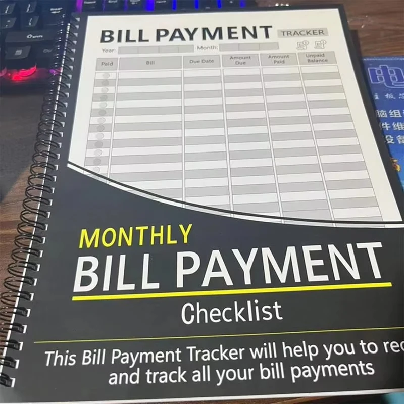 Monthly Bill Organizer Payment Tracker Planner Notebook Home Budget Spreadsheet Expense & Bill Tracker For Men Women