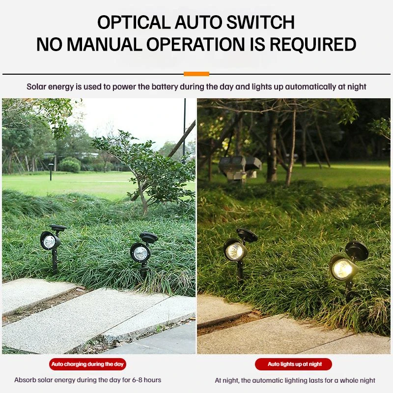 Solar Powered 4/7/9 LED Lamp Adjustable Solar Spotlight In-Ground IP65 Waterproof Landscape Wall Light Outdoor Lighting