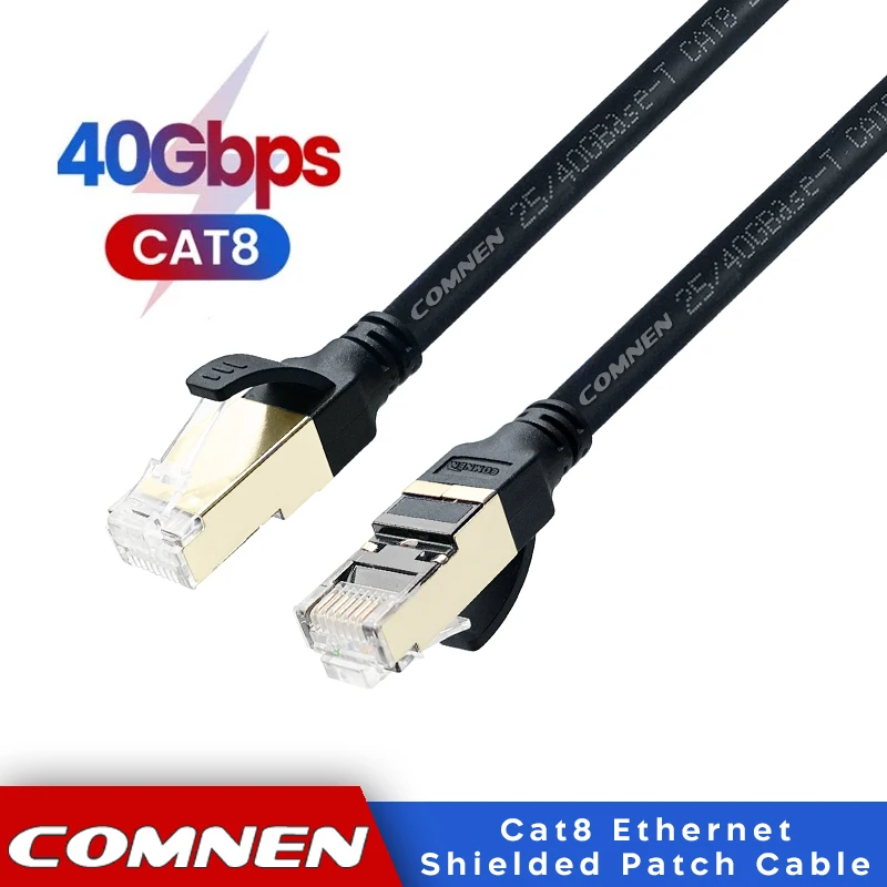 COMNEN CAT8 Ethernet Cables Rj45 Cable 40Gbps 2000MHz SSTP 28AWG High Speed cable CAT 8 Network Lan Cord Ethernet Patch for Ps5