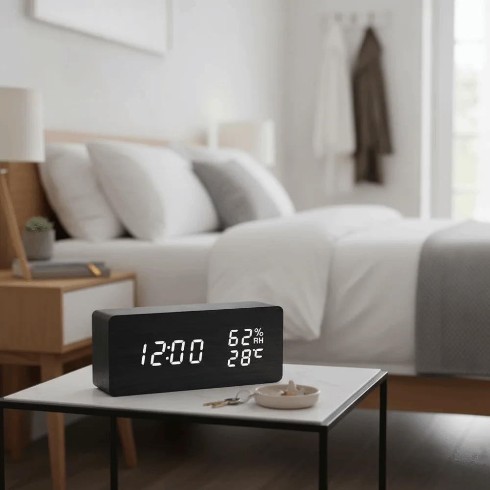 Large Display Digital Alarm Clock Reminder LED Digital Display Electronic Alarm Clock 3 Levels Brightness USB/Battery Powered