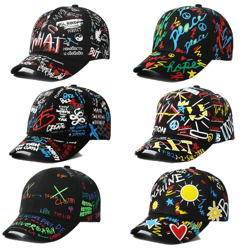 4-8 Years Children Snapback Hat Personality Street Dance Sun Peaked Cap for Boy and Girl Fashion Kids Graffiti Baseball Cap Hat