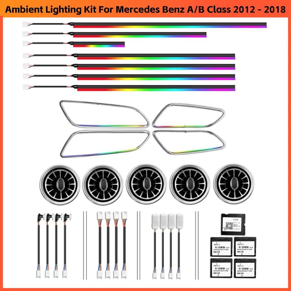 

Dynamic 64 цвета W176, обновление окружающего освещения для Mercedes Benz A/B Class 2012-2018 W246, аксессуары для внутреннего освещения