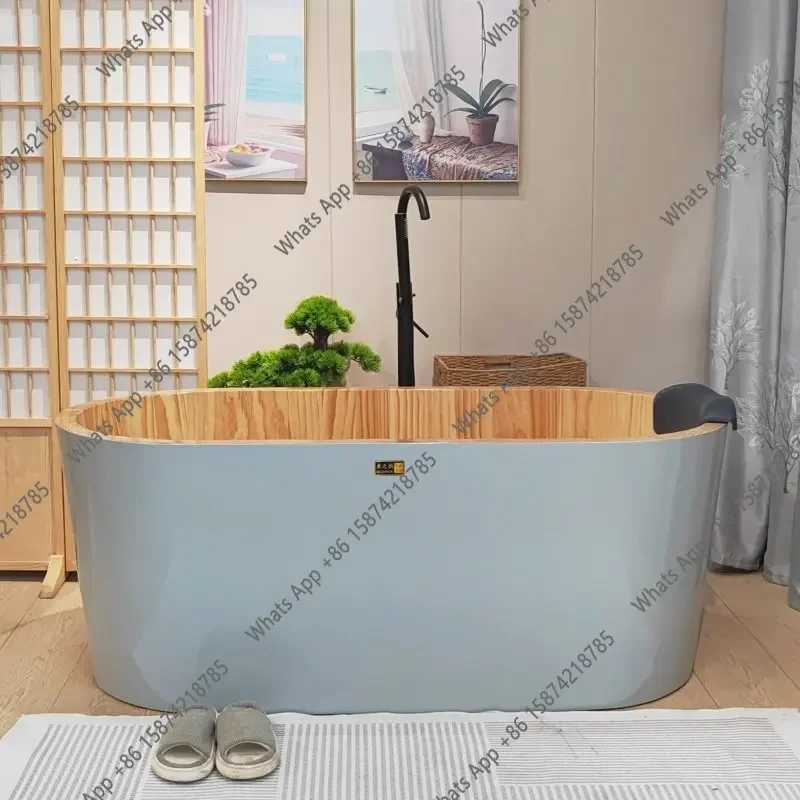 SX Independent Japanese-style wooden bathtub bath wooden bucket small household hotel homestay double oval bathtub