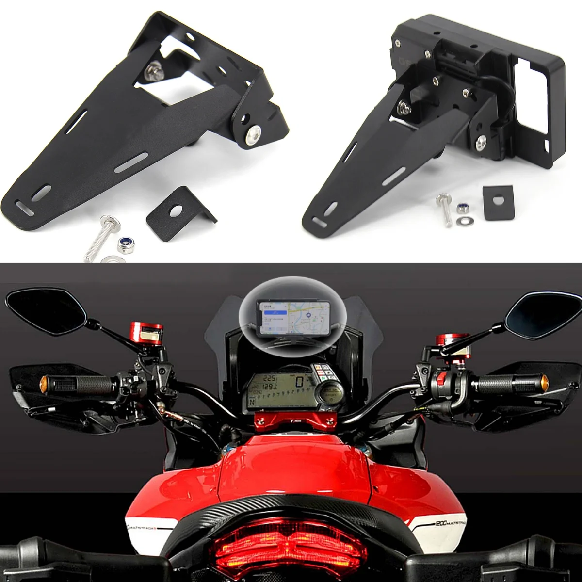 

Для Ducati Multistrada 1200 2013 2014, держатель передней навигационной пластины для мотоцикла, USB-зарядное устройство, держатель для телефона, GPS-подставка, поддержка крепления