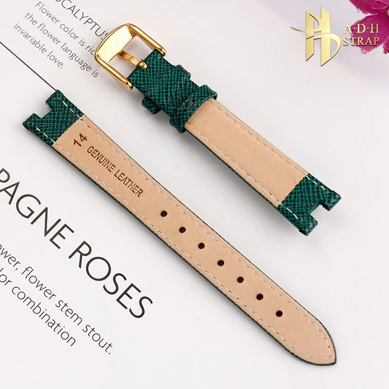 Adapt to YA141404 YA141501/05 Leather Watchband Straps with Concave Interface 12mm 14mm for Women Male Pin Buckle Bracelet