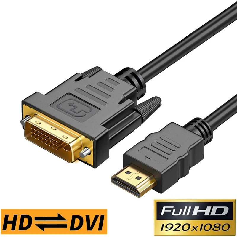 Cable HDMI compatible con DVI, adaptador macho de 24 + 1 DVI-D, convertidor de 1080P para PC, HDTV, DVD, Xbox, PS4/3, Monitor de portátil y proyector