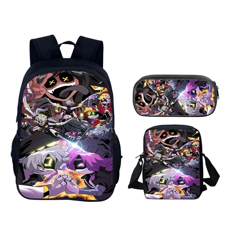 Murder Drones 3 Pcs Set Cartoon Backpack,Shoulder Bags, Pencil Bags, Light Weight School Backpack, Bags for Boys Girls Best Gift