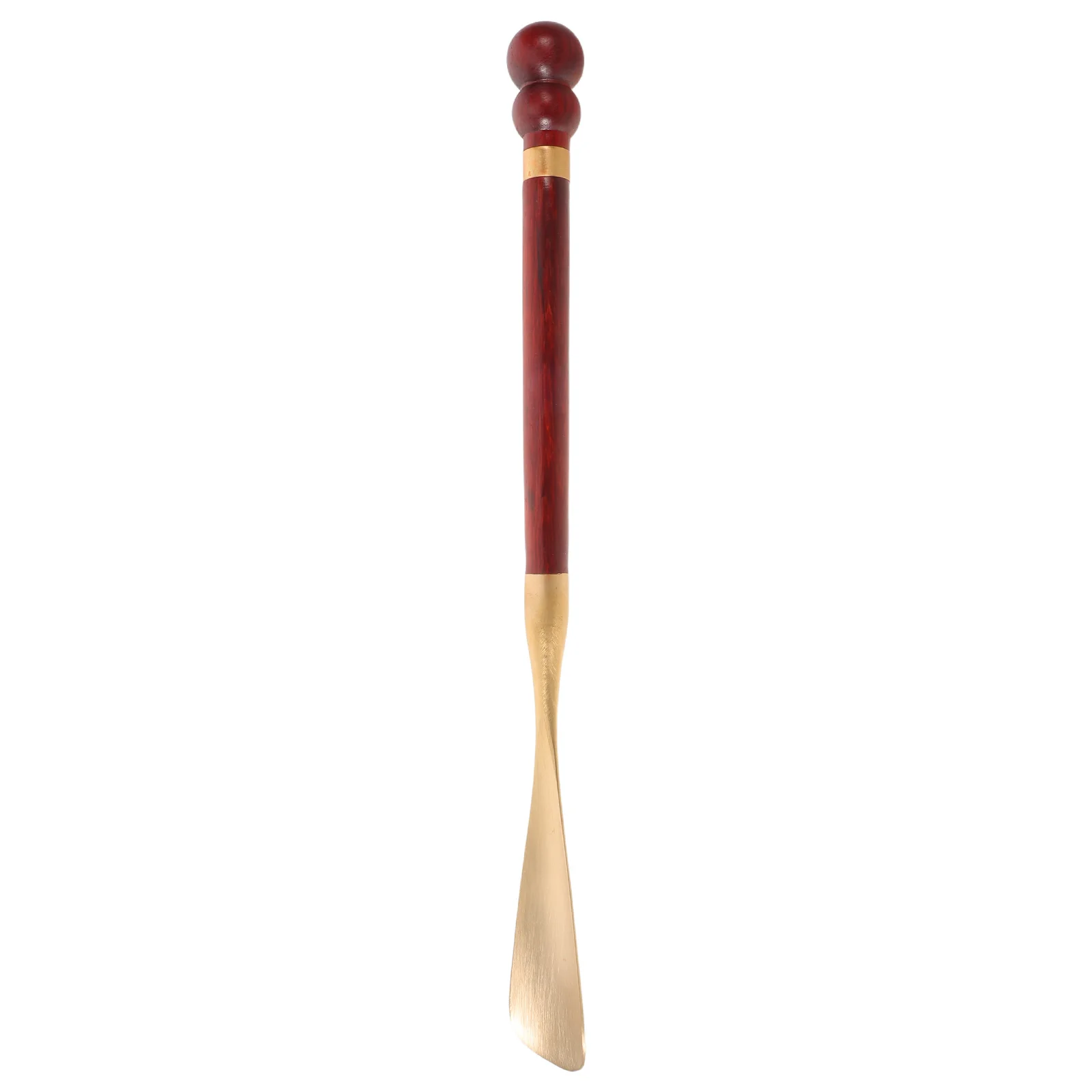 ที่โกยรองเท้าทองเหลืองหัวไม้ พกพาสะดวก สำหรับผู้สูงอายุ พร้อมด้ามจับกันลื่น อุปกรณ์ช่วยใส่รองเท้าสำหรับการเดินทาง