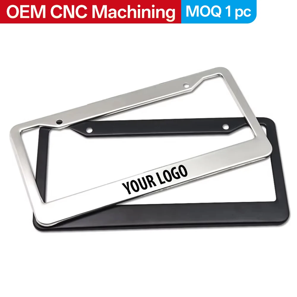 OEM CNC Custom Metal License Plate Frame Engraved Your Logo US Standard Car Number Plate Holder MOQ 1Pc Universal Auto Vehicle