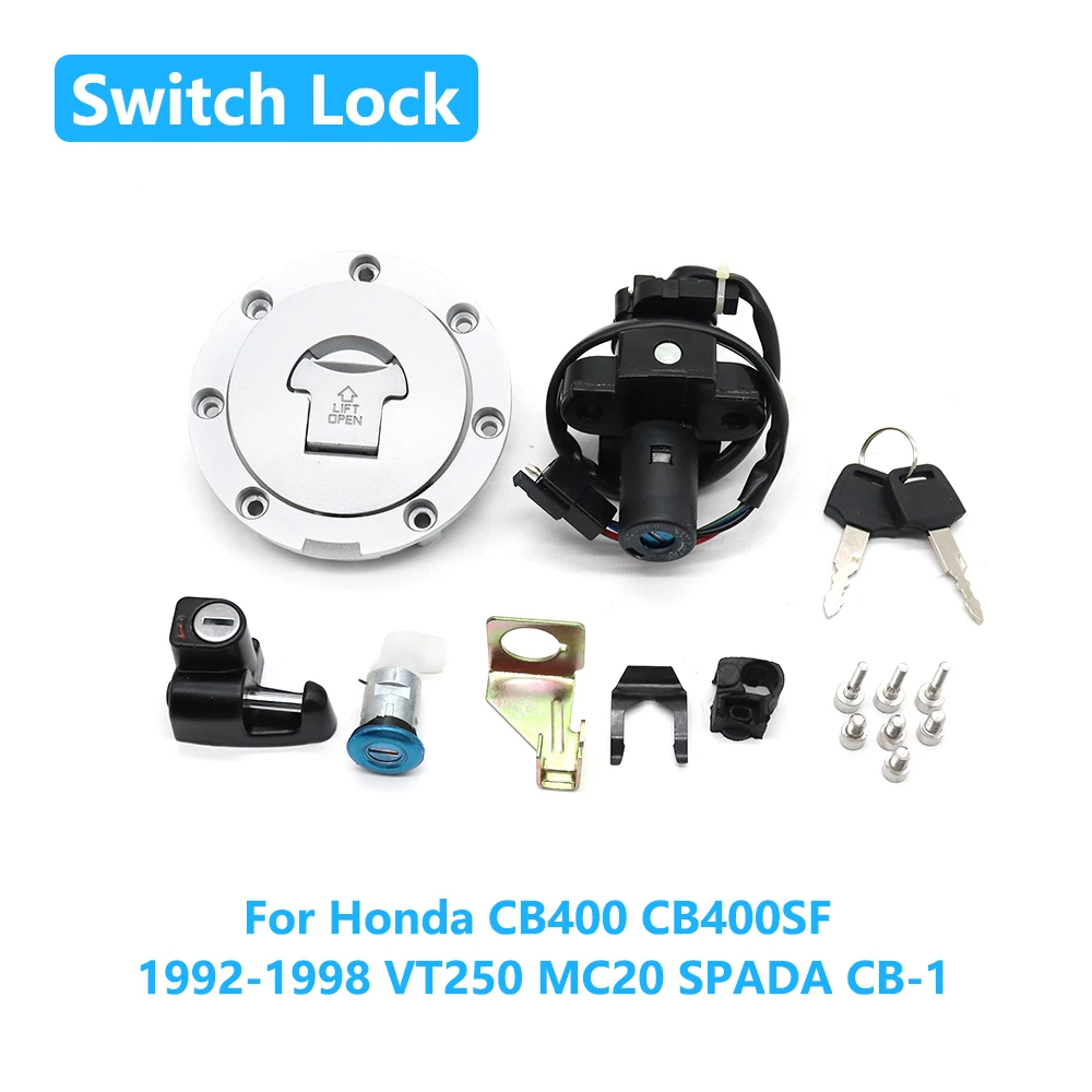 

Motorcycle Ignition Switch Fuel Gas Cap Cover Seat Lock Set For Honda CB400 CB400SF 1992-1998 VT250 MC20 SPADA CB-1
