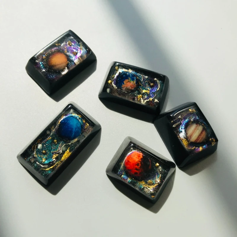 Solar System Planet Theme Resin Keycaps Original DIY Key Caps for The Mechanical Keyboard Gaming Accessories Boys Birthday Gifts