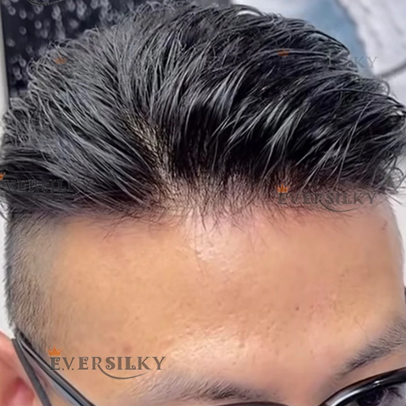 

Super Durable Microskin Thin Skin Brown Black Grey 1B40 1B65 Men Toupee Human Hair Natural Hairline Capillary Prosthes Hairpiece
