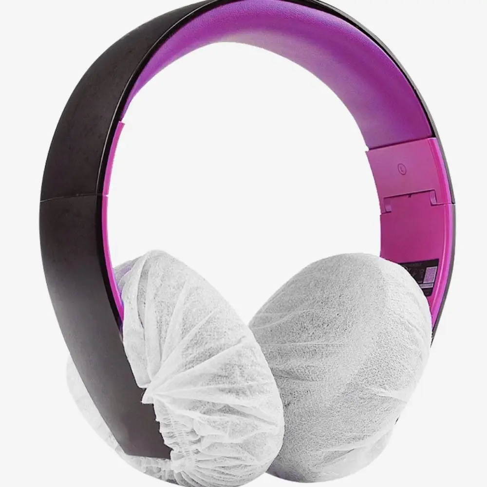 Nonwoven Disposable Headphone Covers Sweat Proof Breathable Microphone Ear Pad Protectors Moisture Proof Dirt-proof