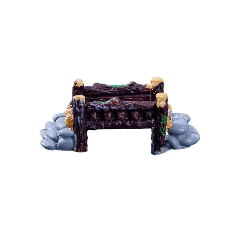 

Decorative Rockery Pavilion Bridge Simulation LIfelike White Duck Statue Resin Bridge Sand Stones Figurine Home Desk Decor
