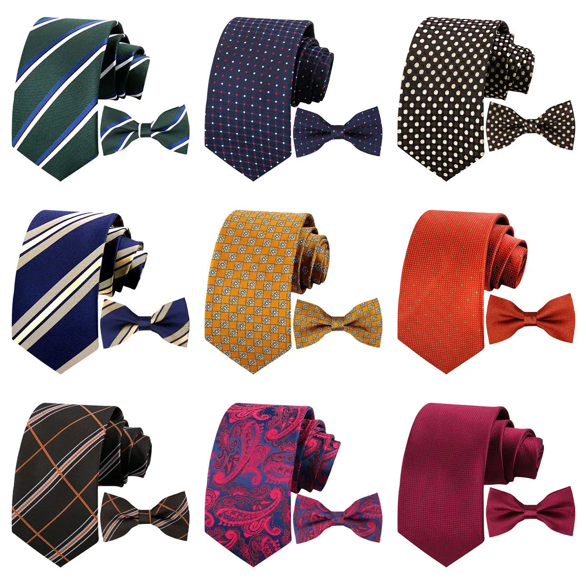 

58 Styles Men Tie Sets Brand New Fashion Luxury Classic Stripe with Bow Tie Paisley Floral Polka Dot Patterns Wedding Business
