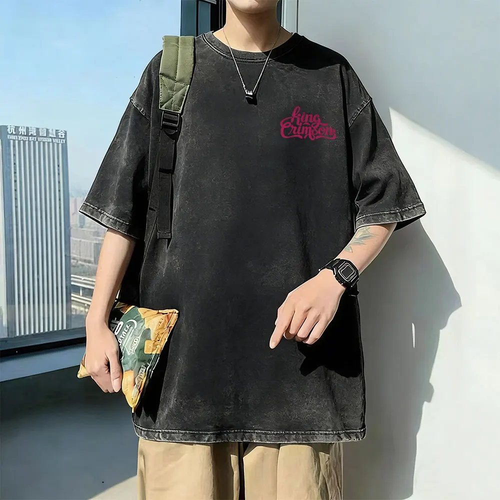 

Washed Vintage Anime Jojo's Bizarre Adventure T-shirt Manga Diavolo Doppio Graphic T Shirt Men Women Fleece Cotton Short Sleeve