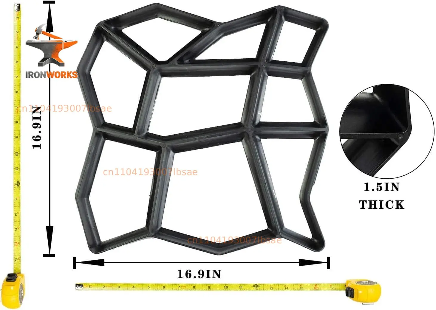 16.9x16.9x1.57inch Concrete Molds and Forms Reusable DIY Stepping Stone Cement Paver Walkways Mold Walk Maker