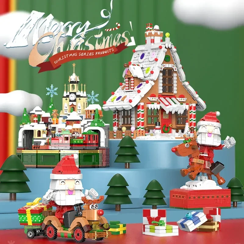 

1455Pcs City Christmas House House Building Blocks Friends Music Box Castle Train Santa Claus Tree Bricks Toys For Kids Gifts