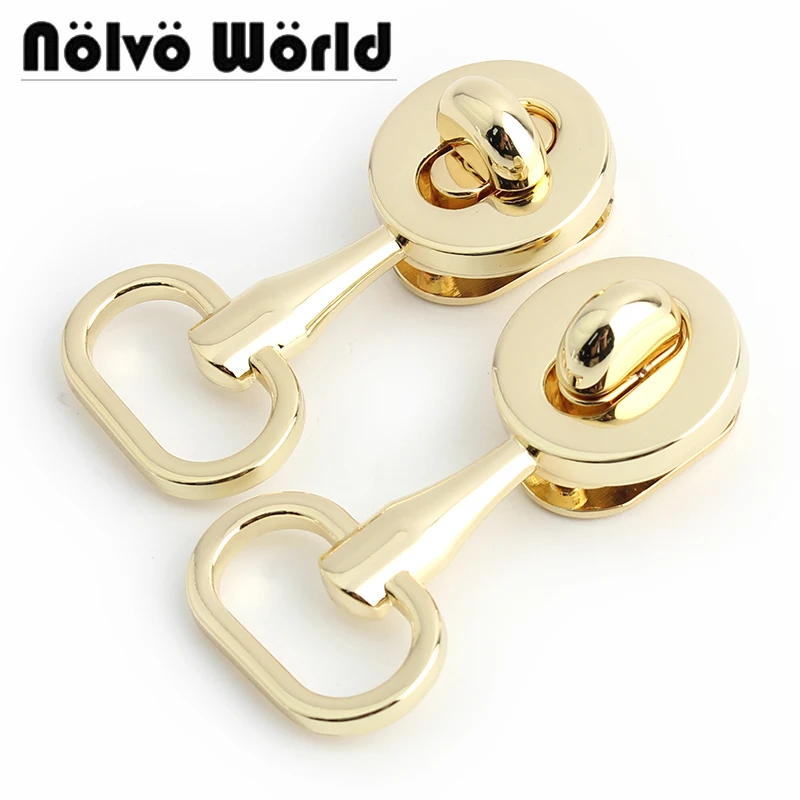 2-10Sets 61x30MM Light Gold Metal Clasp Turn Twist Locks For DIY Leather Bags Press Lock Wallet Decorative Hardware Accessories