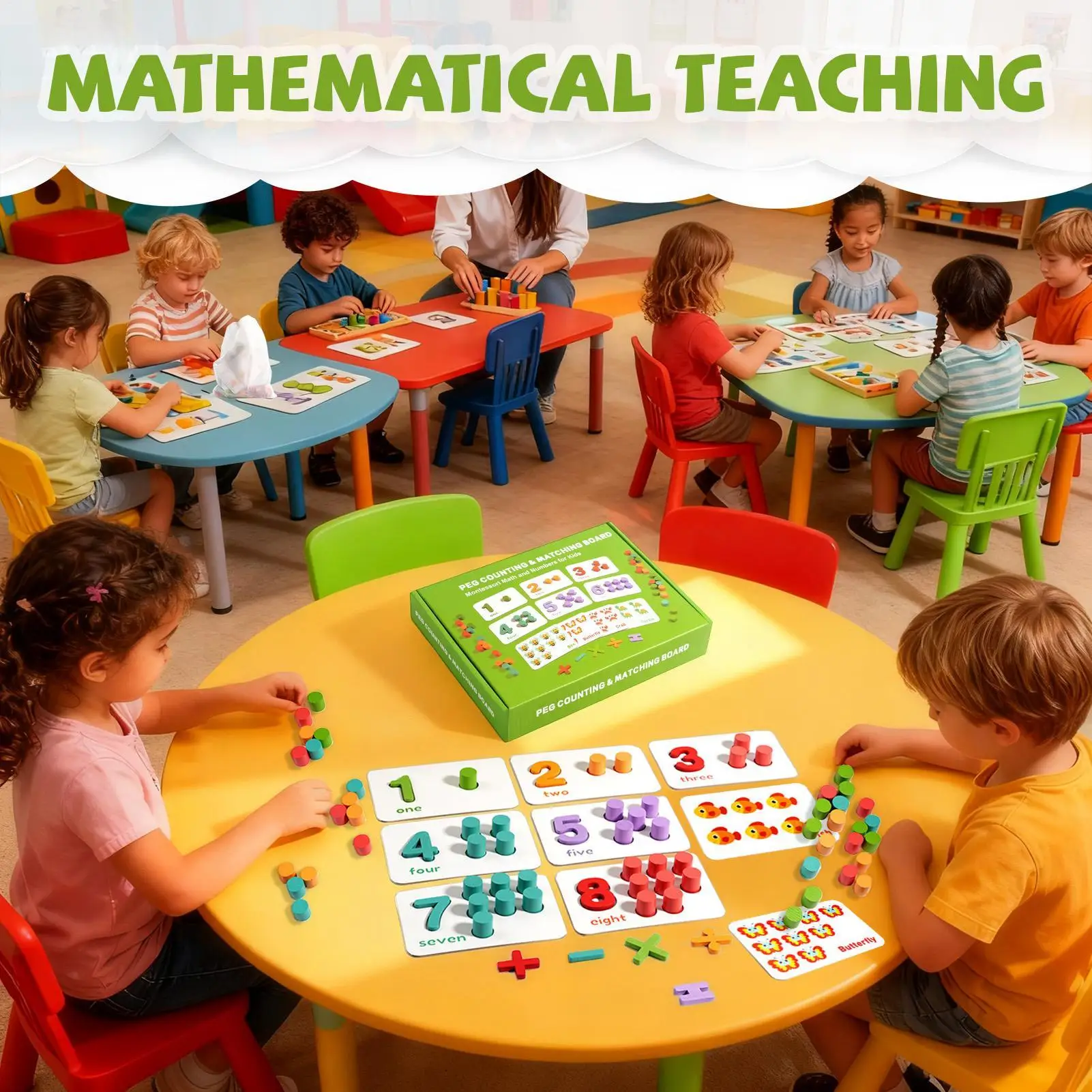 Wood Counting Peg Board Wooden Math Learning Toy Math Manipulatives For Toddler Kindergarteners Preschoolers Kids Homeschool