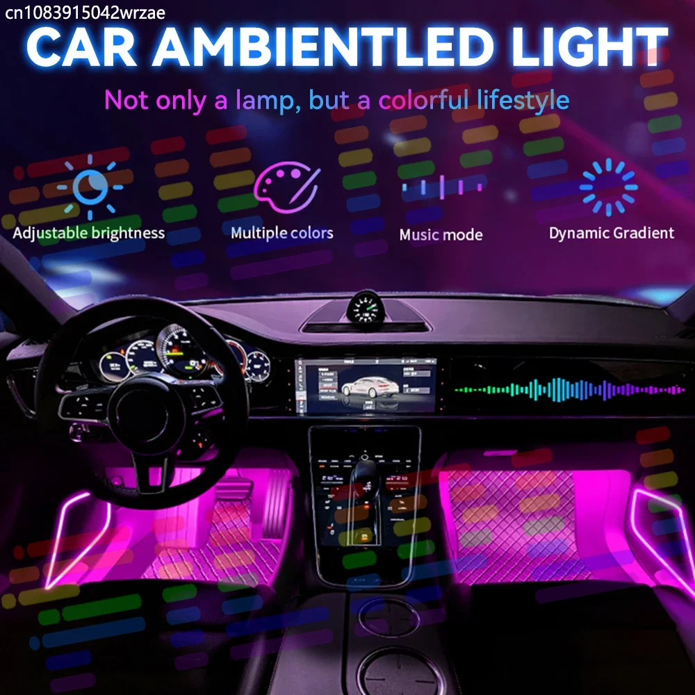 

RGB Car LED Foot Ambient Light With USB/Cig Wireless Remote Voice Music APP Control Cigarette Lighter Car Footwell Lights