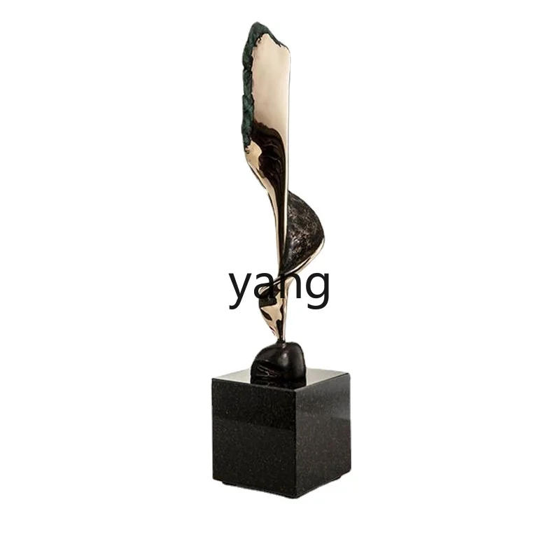 Yjq Electroplating Light Luxury Abstract Special-Shaped Vertical Decoration Sculpture Hotel Villa Fiberglass Floor Sculpture