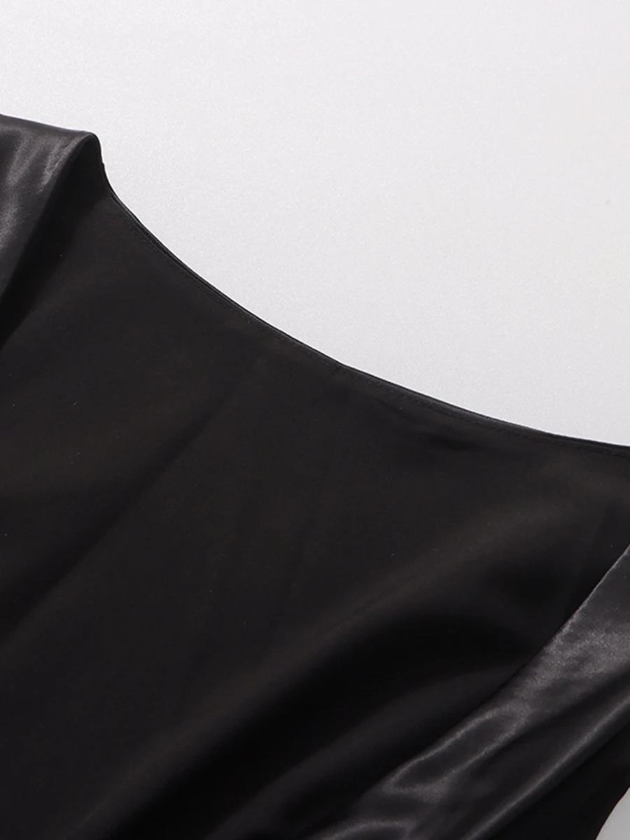 CHICEVER-vestido negro con estampado de puntos empalmados para mujer, cuello redondo, sin mangas, adelgazante, suave, intelectual, moda de verano