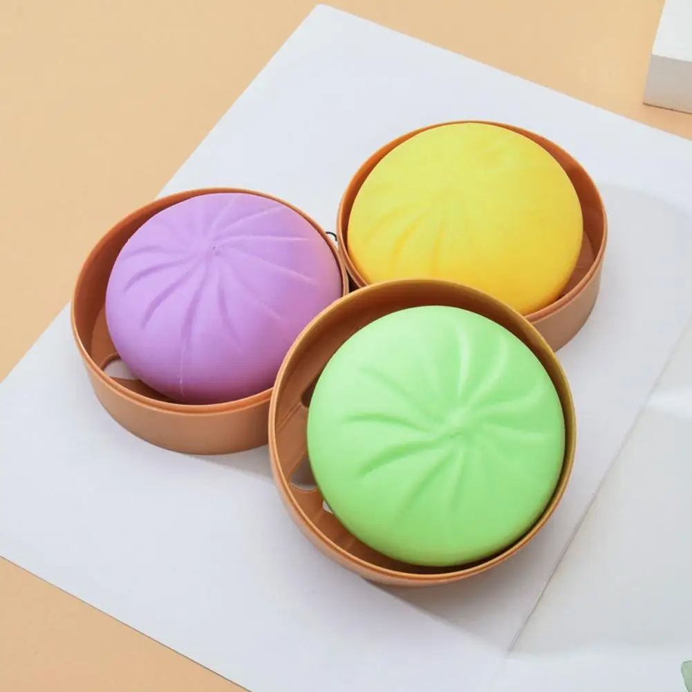 Steamed bun bao-fidget brinquedo com caixa para alívio do estresse, recipiente engraçado, q9q8