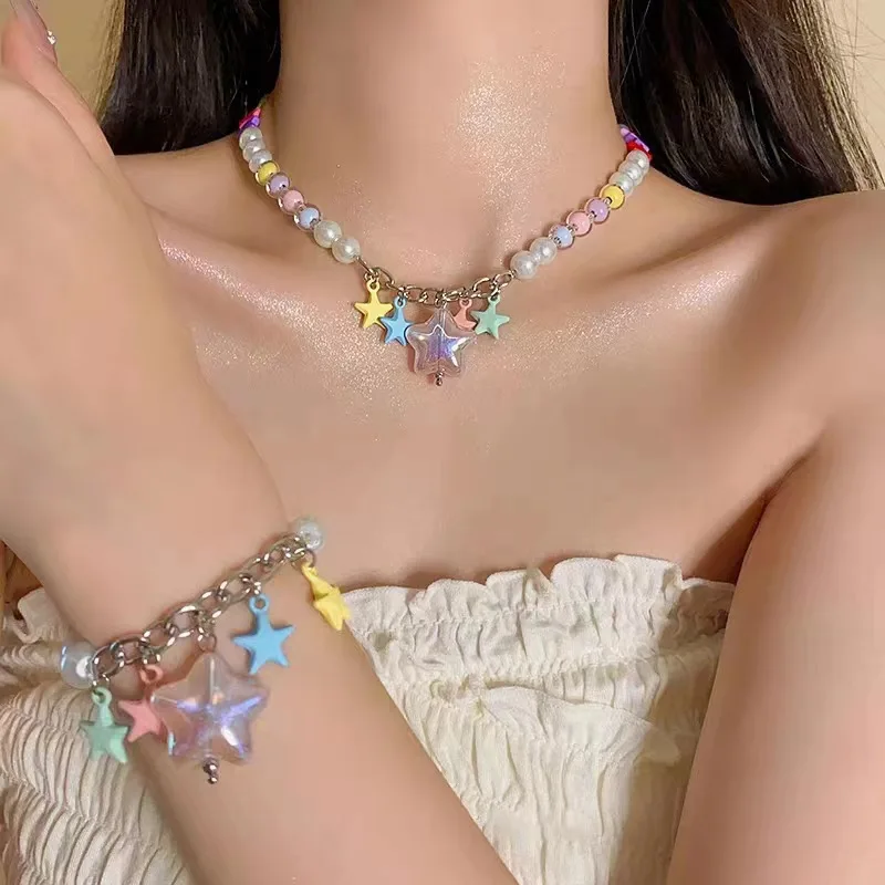 

Simple Colorful Square Acrylic Choker Fashion Gold Color Bead Chain Necklace Vintage Crystal Necklace for Women Party Jewelry