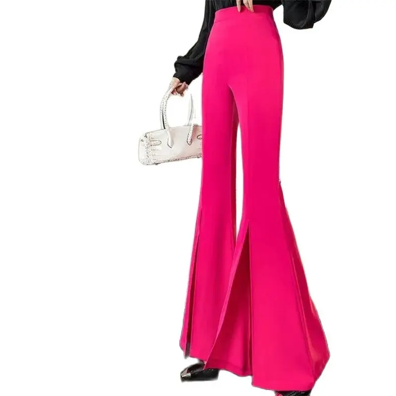 Autumn New Korean Version Slimming Long Pants Drooping and Split Flared Bottoms Casual Wide Leg Floor Long Pants