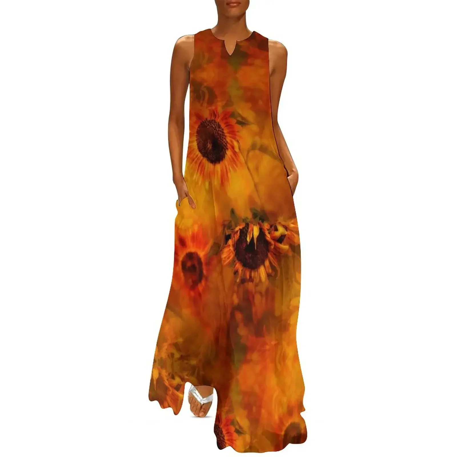 

Autumn Sunflowers Play Long Dress women's evening dresses 2025 elegant women's dresses sale dresses for official occasions Dress