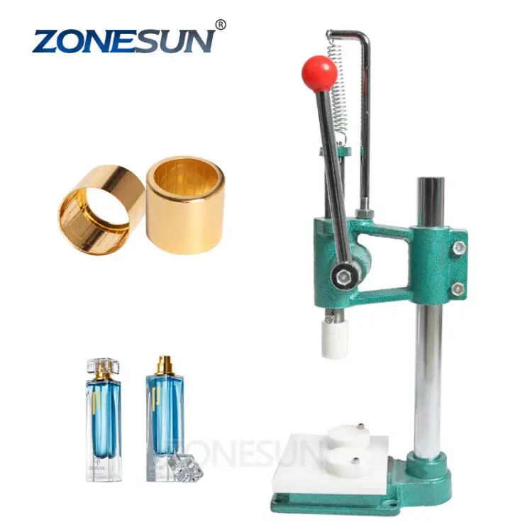 ZONESUN Pneumatic Perfume Crimping Machine Capper Metal Cap Press Machine Cap Sealing Machine Perfume Crimper Sealer