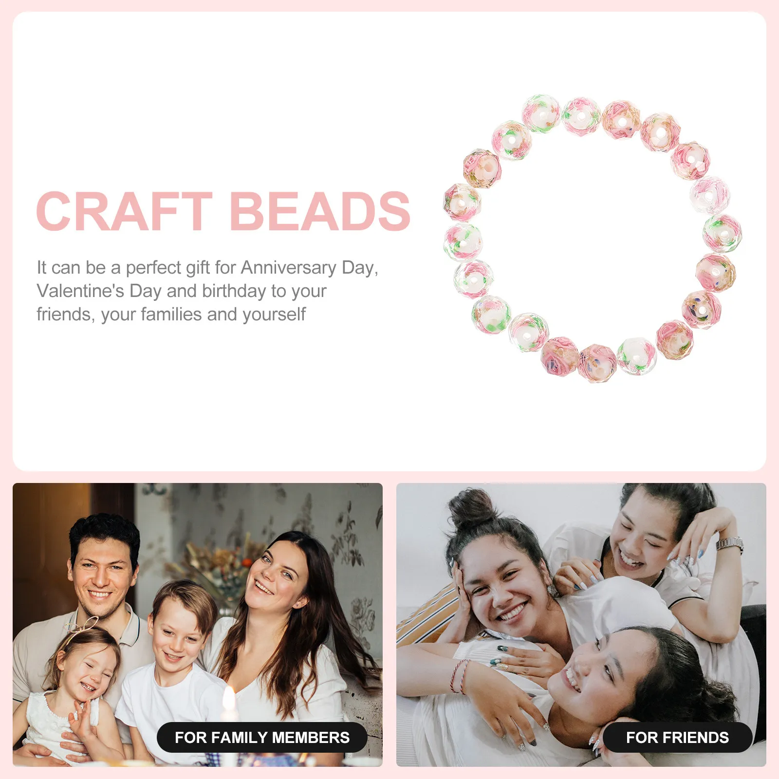 

20Pcs Glass Beads Jewelry DIY Delicate Flower Pattern Beads for Handmade Crafts Hair Braids Accessories Making Supplies