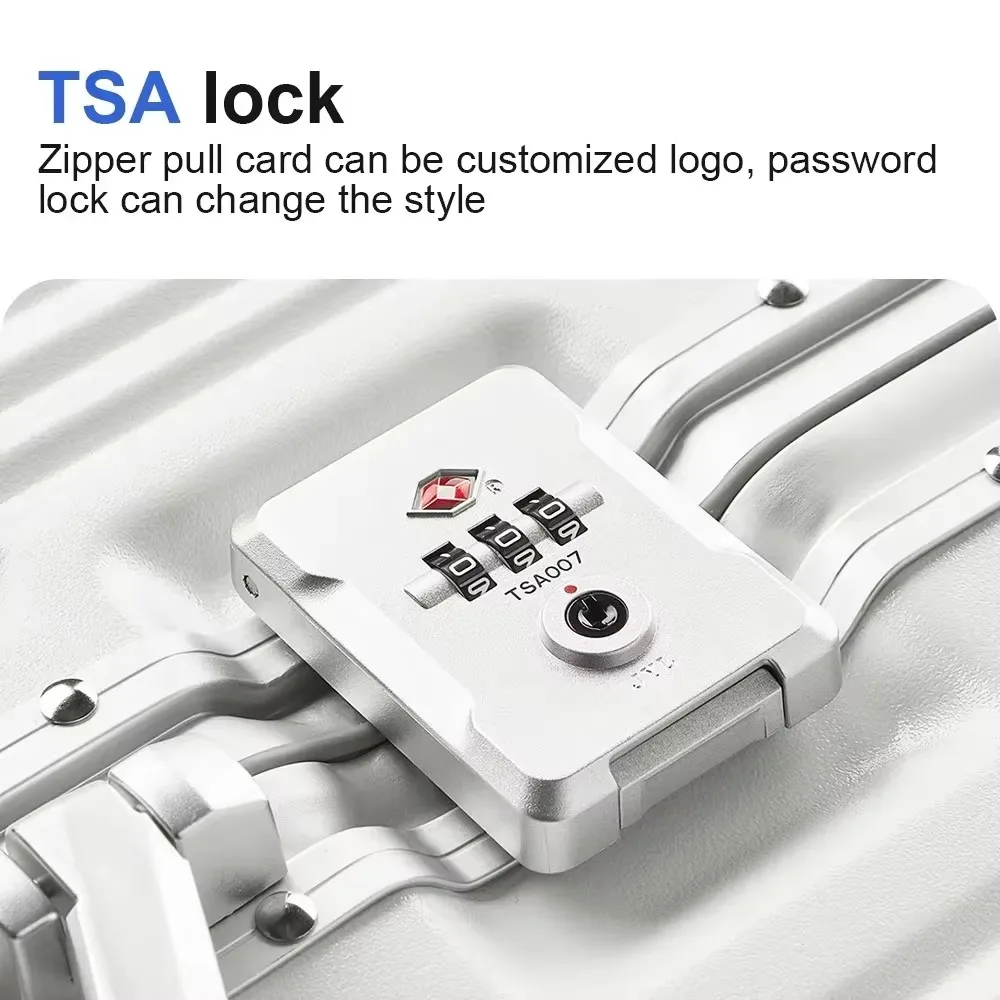 الألومنيوم الإطار حقيبة الجبهة افتتاح السفر المتداول الأمتعة سبيكة عربة PC مع قفل TSA حمل على المقصورة المعتمدة 20 بوصة