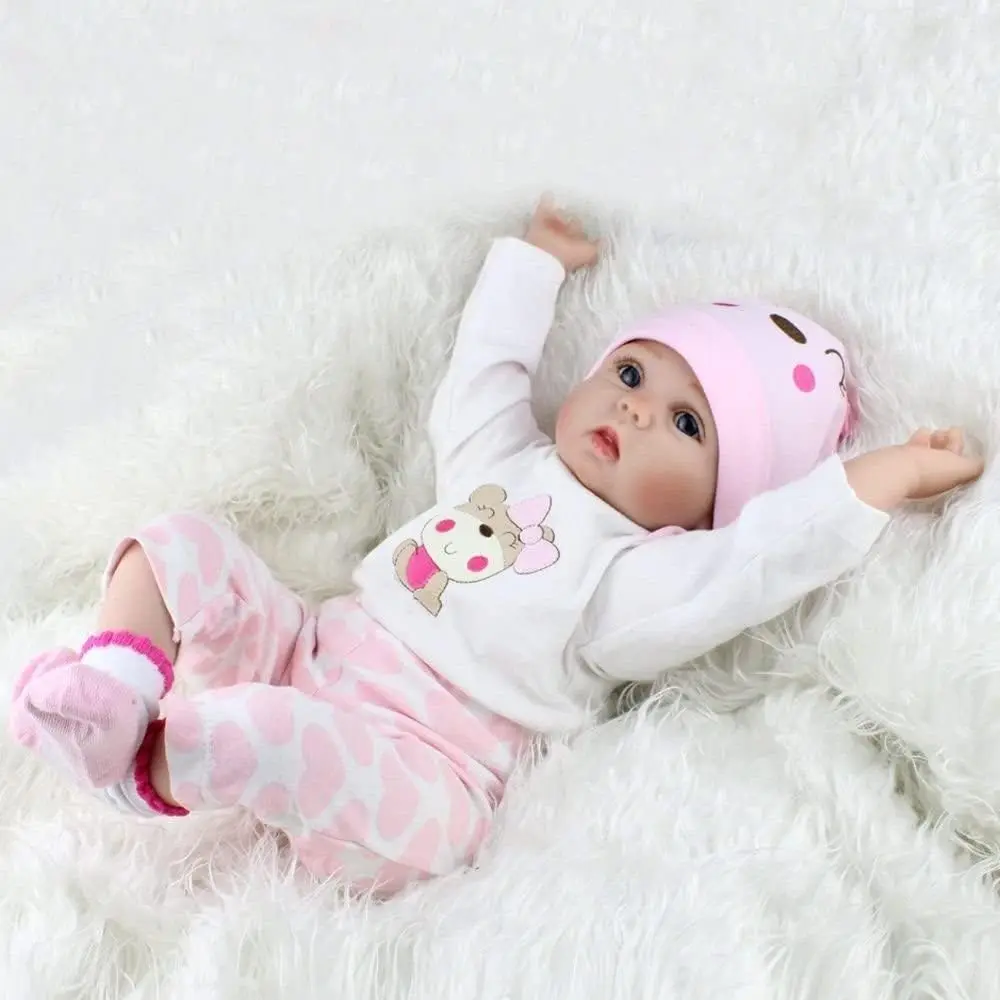 22inch Already Finished Reborn Baby Doll Maddie Smile Girl Handmade 3D Skin Visible Veins Art Collection Doll Toy Figure Gift